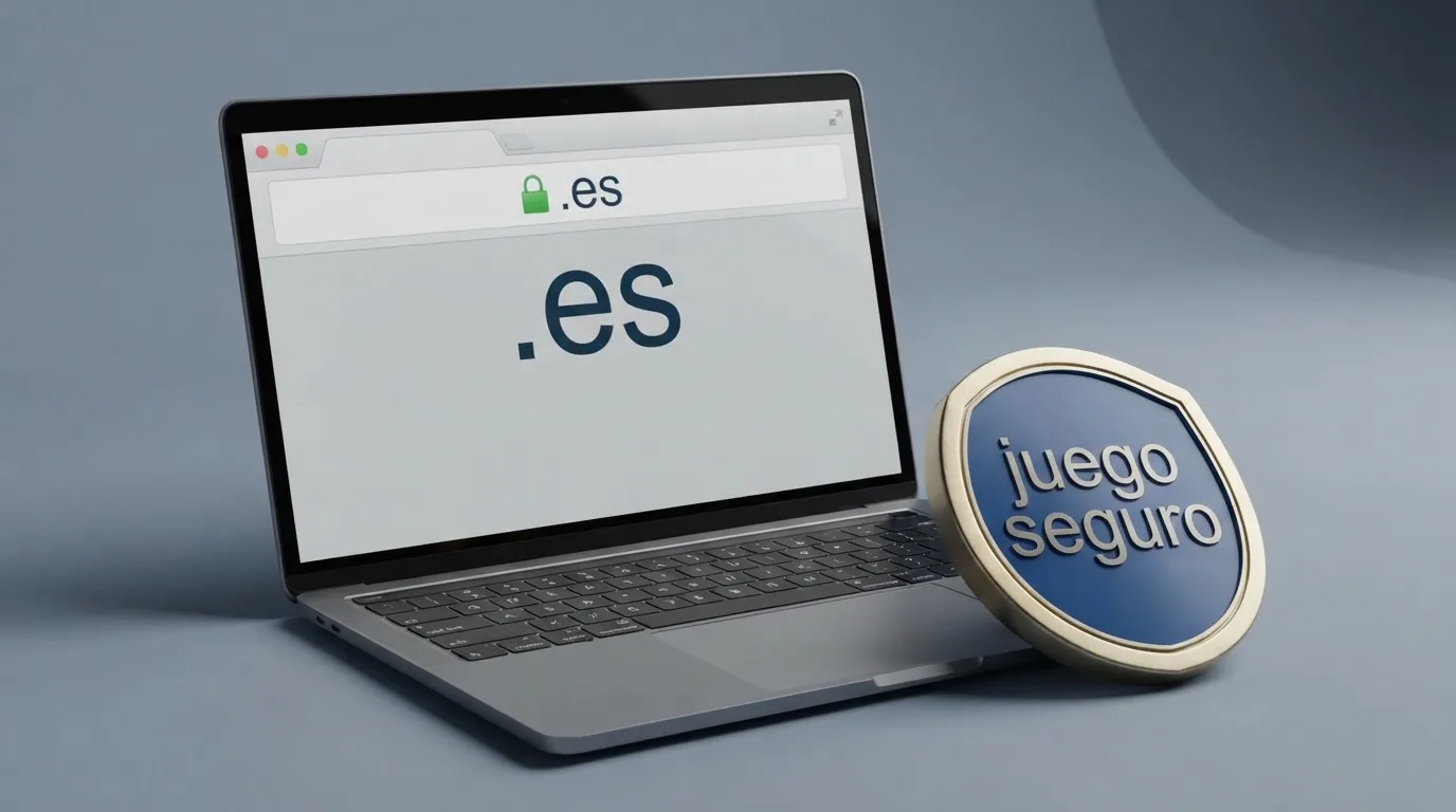 Sello de juego seguro de la DGOJ junto al dominio .es en la barra de direcciones de un navegador
