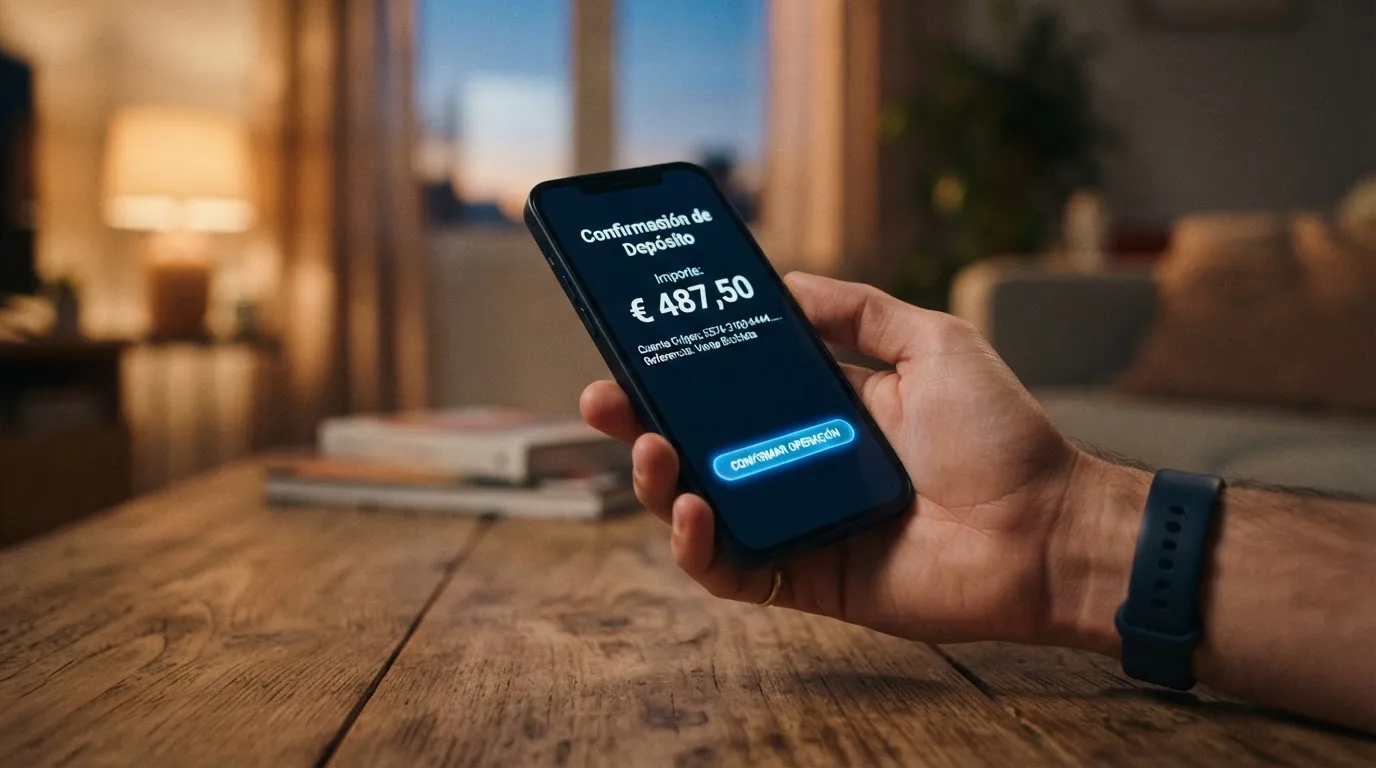 Los seis pasos del proceso de depósito por carrier billing: selección del método, introducción del número, recepción del SMS con OTP, confirmación, acreditación instantánea y reflejo en factura