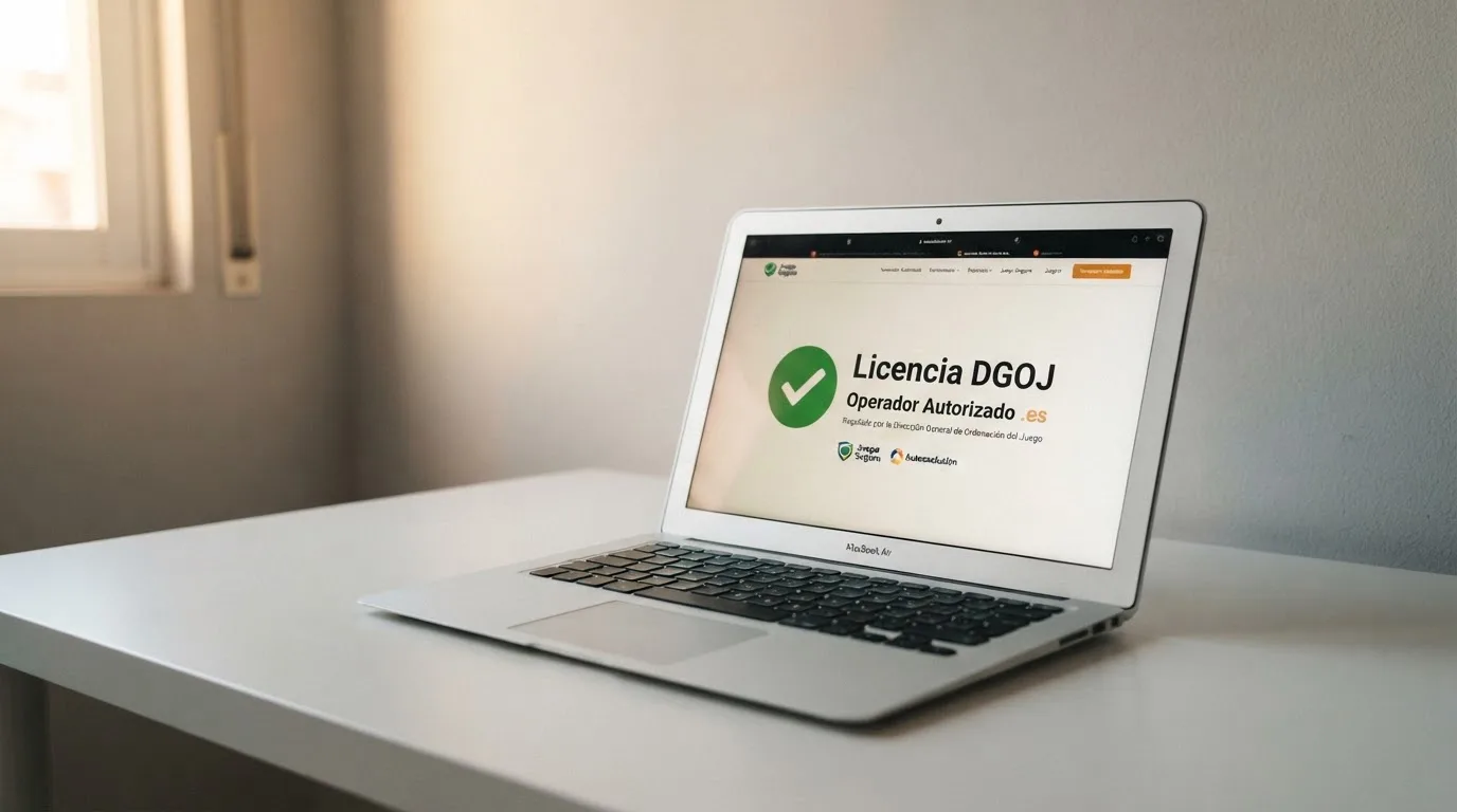 El sello de la DGOJ junto al dominio .es en la página de un casino online autorizado en España