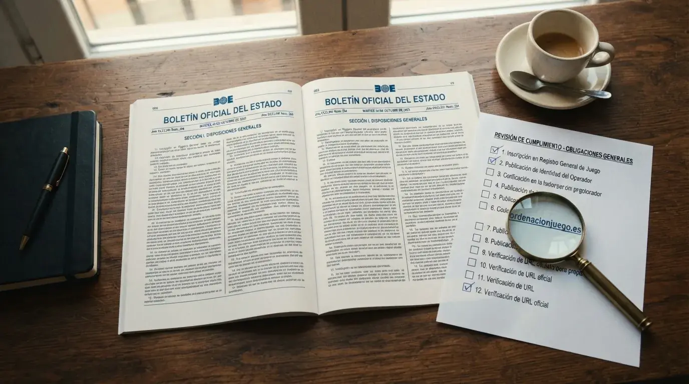 Documentos oficiales (BOE), una lista de verificación y una lupa sobre el dominio ordenacionjuego.es