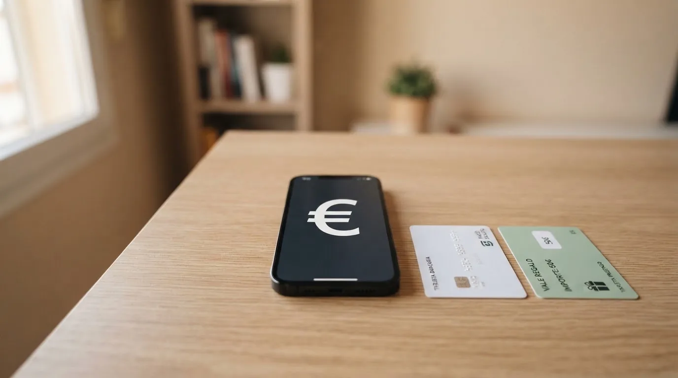 Los iconos de Bizum, PayPal, Paysafecard, Visa y Apple Pay alineados, con una marca de verificación junto a los que aceptan 5 euros y un aviso junto a los que no permiten retirada.