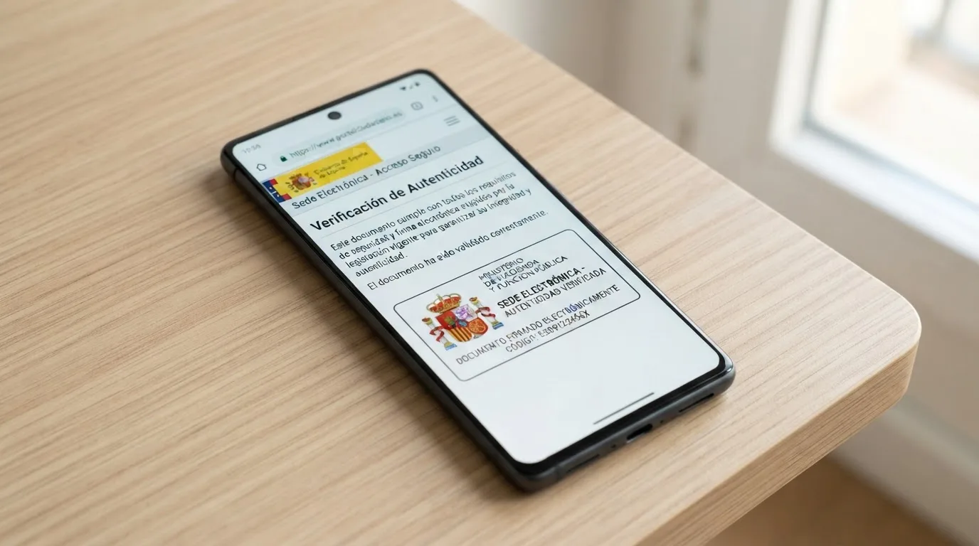Primer plano de la pantalla de un móvil mostrando el dominio .es en la barra del navegador, junto al candado de conexión segura y el logotipo de la DGOJ en el pie de página del sitio